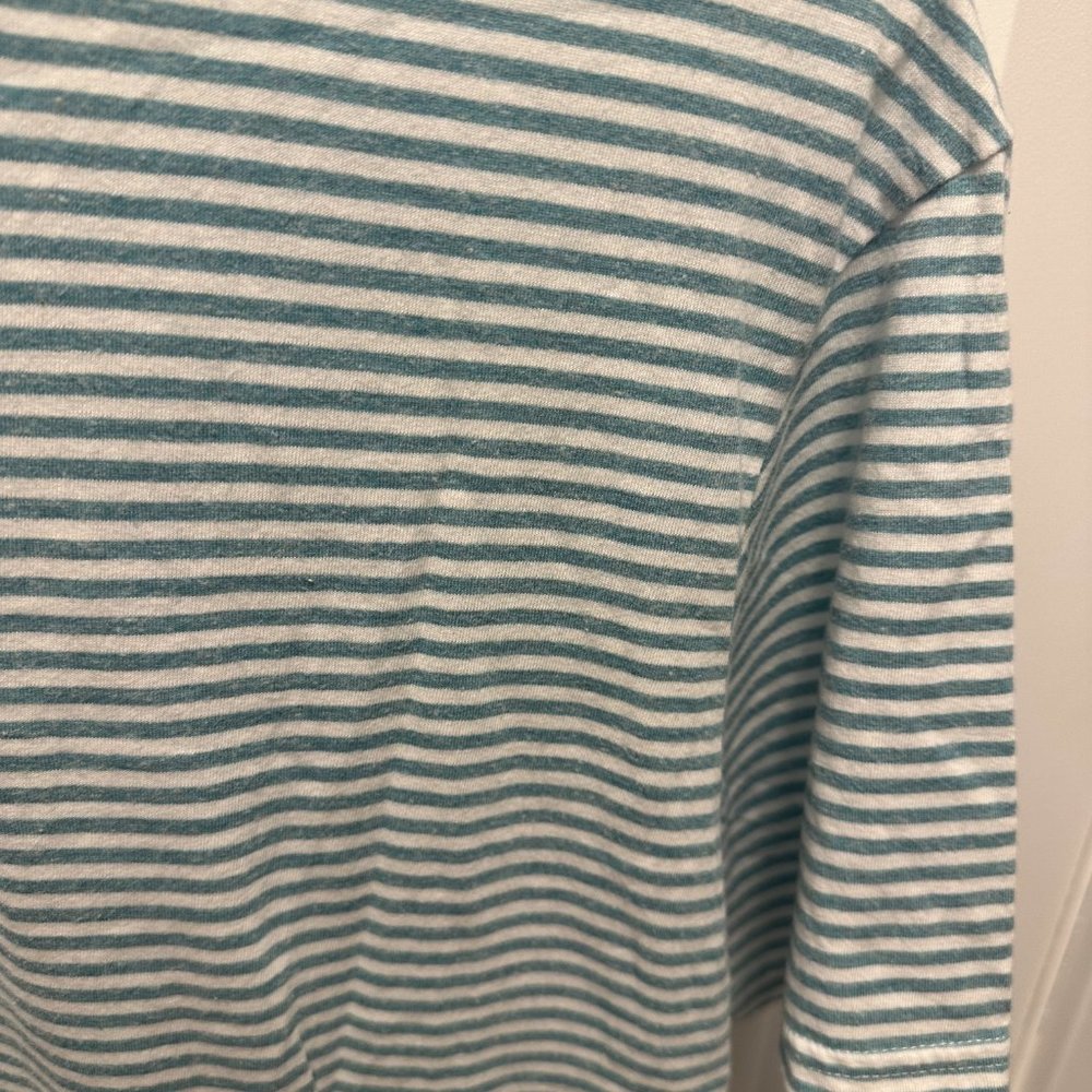 PacSun PS Basics Teal Blue Men Stripe Striped T-Shirt Medium Cotton - Picture 2 of 4